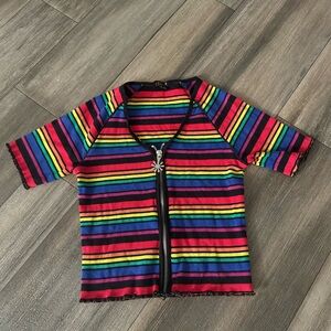 dELiA*s Multicolor Striped Crop Top